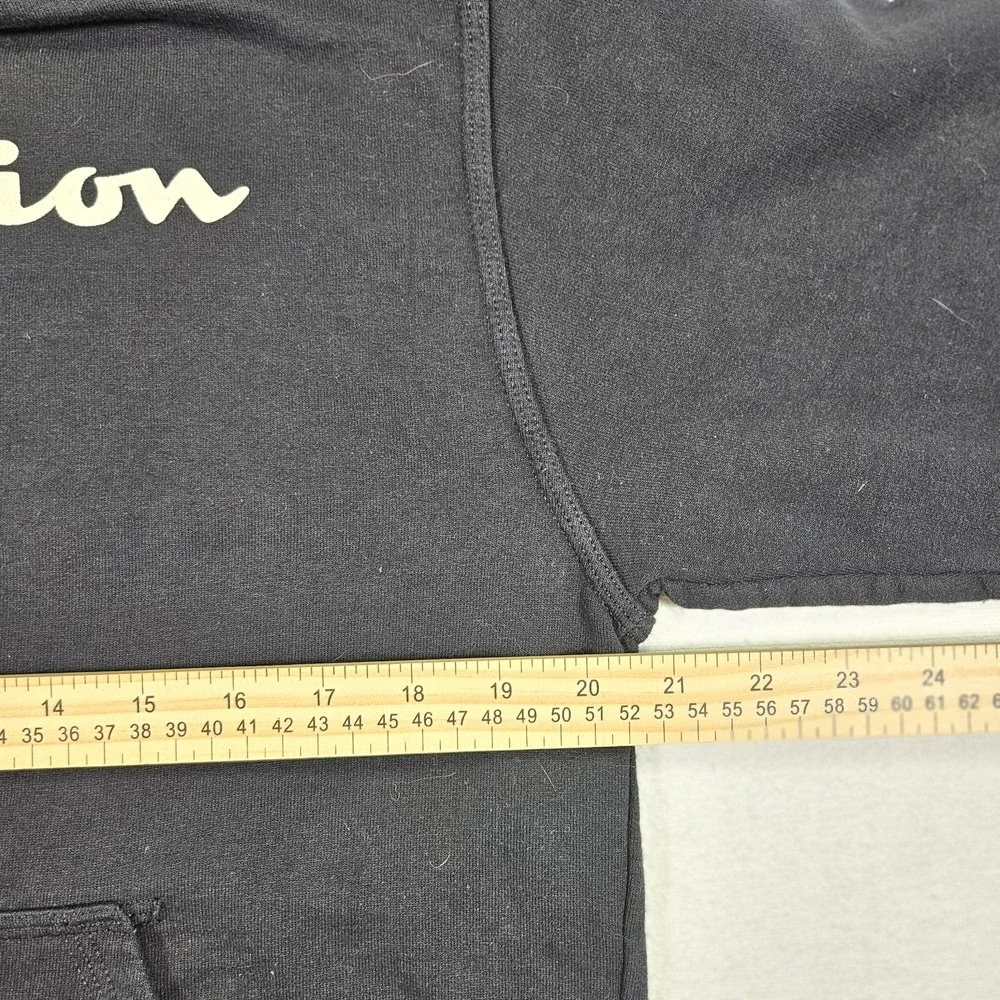 Champion Hoodie Powerblend Mens Medium M Script‎ Logo Black GF89H Fleece